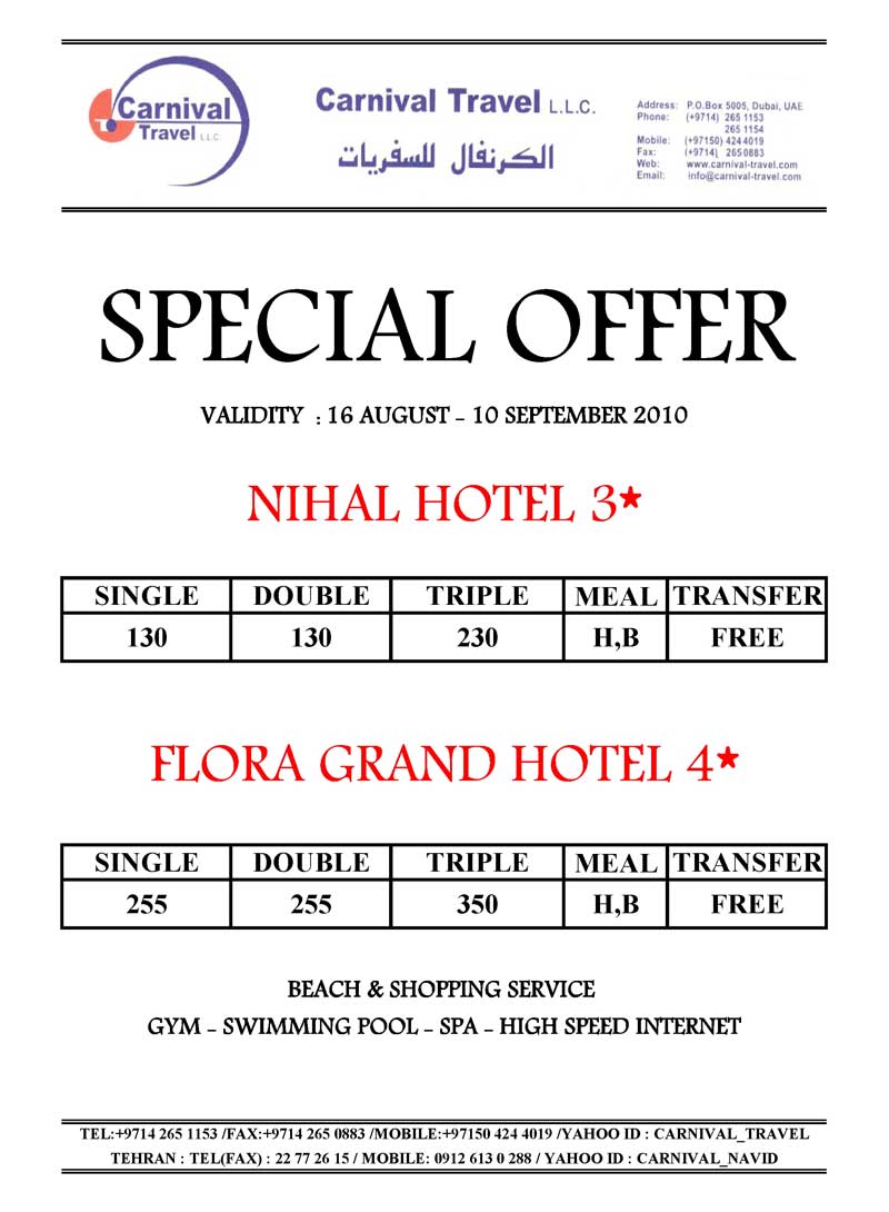 Nihal & Flora Grand Hotel Special Offer