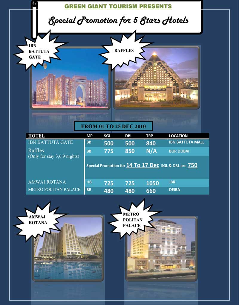 SPECIAL PROMOTION 5 Stars HOTELS
